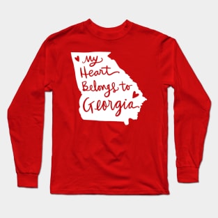 My Heart Belongs To Georgia: State Pride Calligraphy Long Sleeve T-Shirt